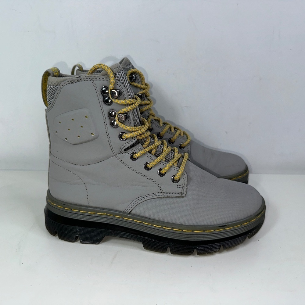 Dr Martens Quinton Mid Grey Moto Combat Military Style Boots Mens 4 Women's 5